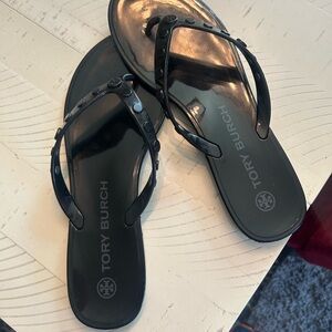 Tory Burch Glossy Black Sandals